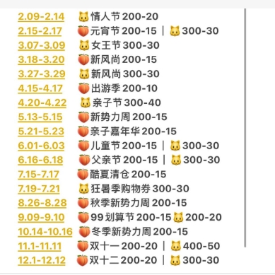 2024天猫活动时间表
