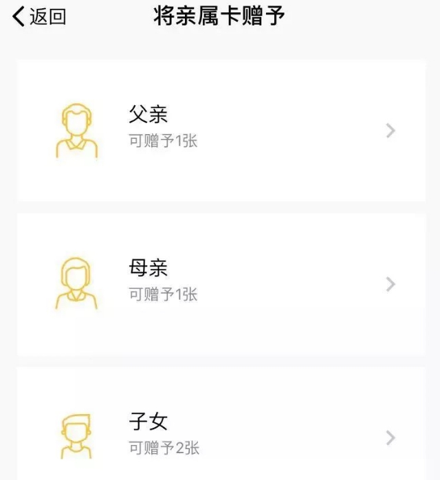 亲属卡开通界面
