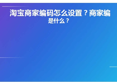 商家编码是什么？在哪里找到填写？