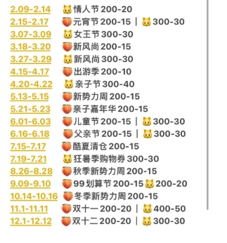 2024淘宝活动满减时间表